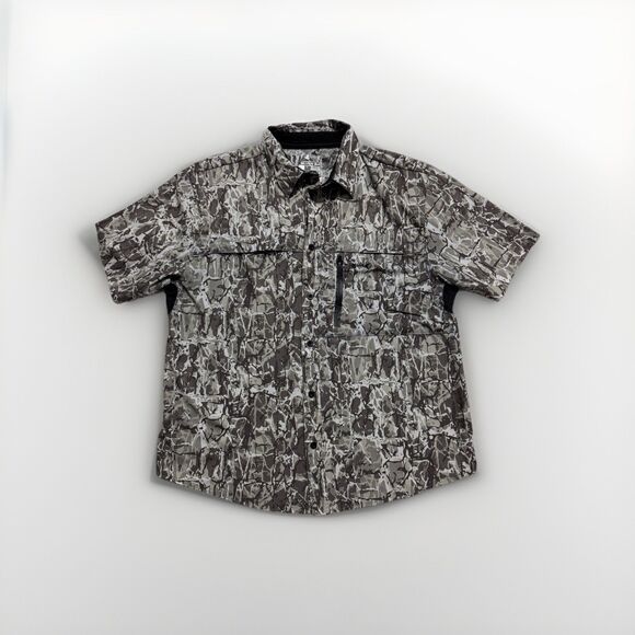 Silver Bait Short Sleeve Button Down Fishing Shirt Men's Large Vented Pockets - Picture 1 of 7